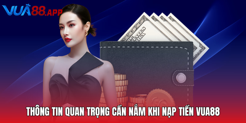 Thông tin quan trọng cần nắm khi nạp tiền VUA88