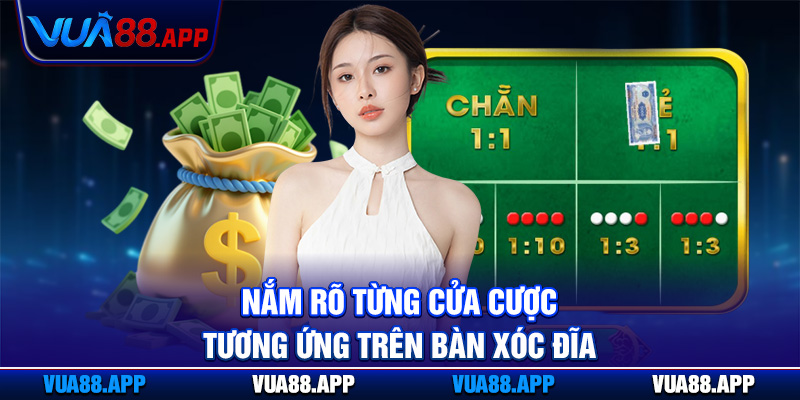 Nắm rõ từng cửa cược tương ứng trên bàn xóc đĩa